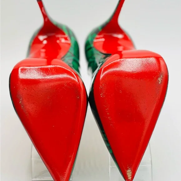 Christian Louboutin Patent Malachite So Kate 120 Black & Green Pump Size 37 1/2 - Picture 6 of 11